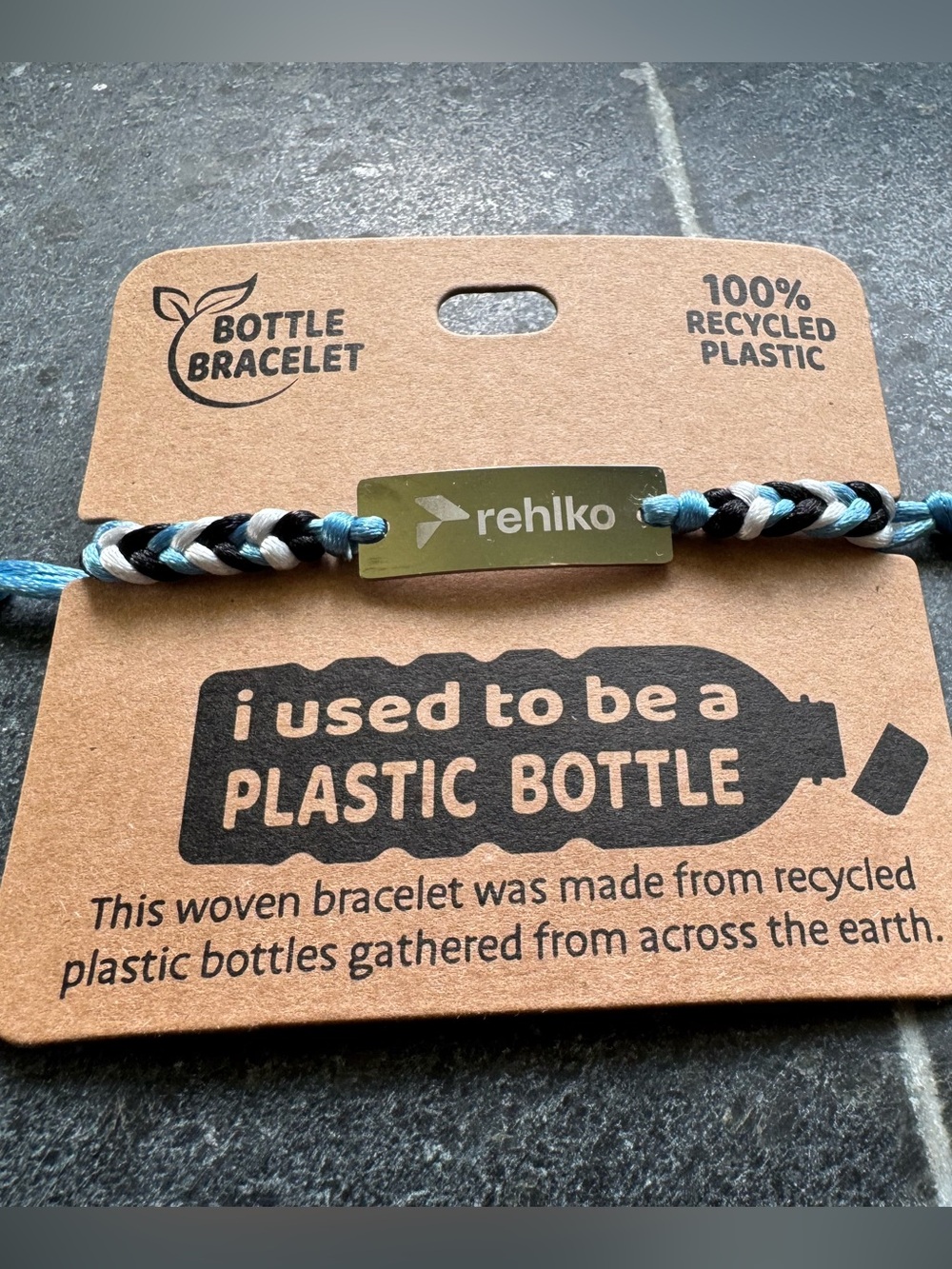 Rehlko - Recycled Bottle Bracelet - Blue/Black/White